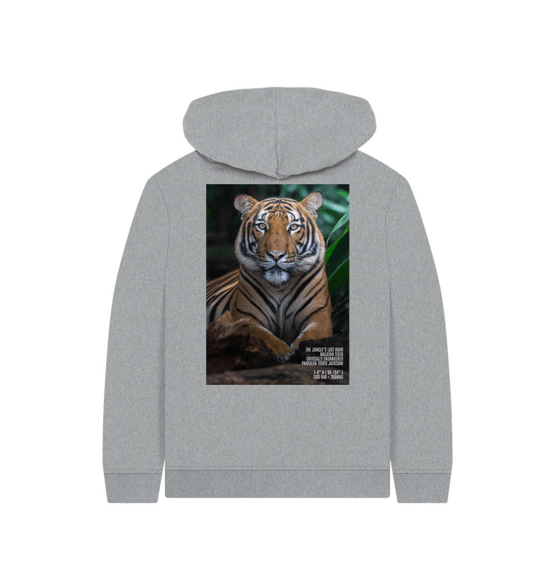 Athletic Grey Printed Kids Hoodie Back