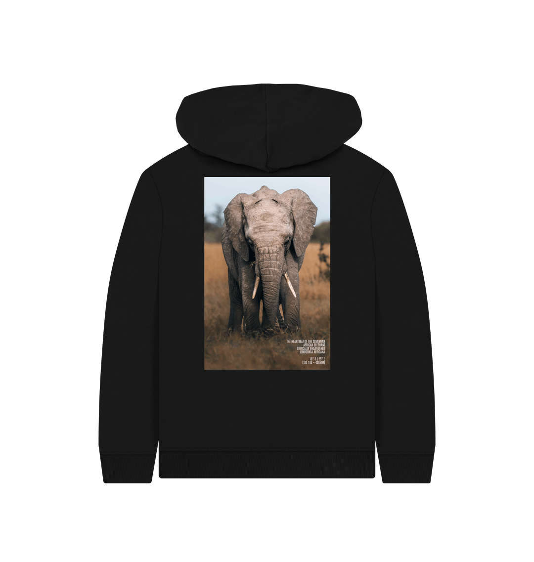 Black Printed Kids Hoodie Back