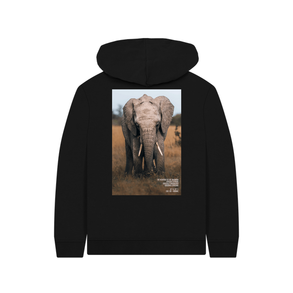 Black Printed Kids Hoodie Back