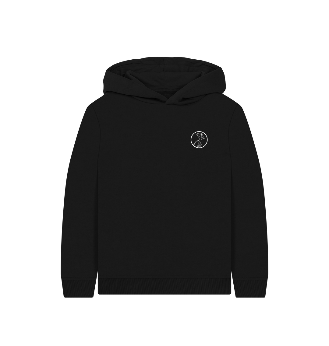 Black Printed Kids Hoodie Front