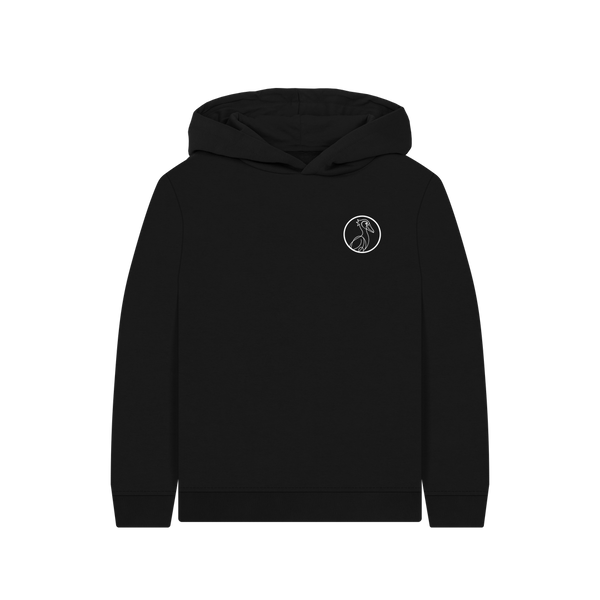 Black Printed Kids Hoodie Front