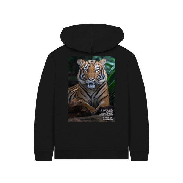 Black Printed Kids Hoodie Back