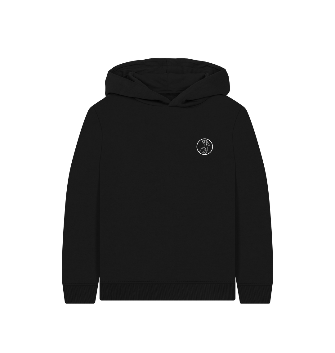Black Printed Kids Hoodie Front