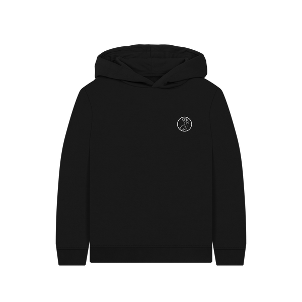 Black Printed Kids Hoodie Front
