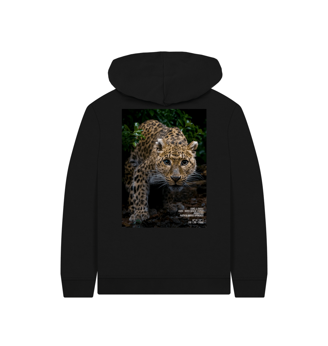 Black Printed Kids Hoodie Back